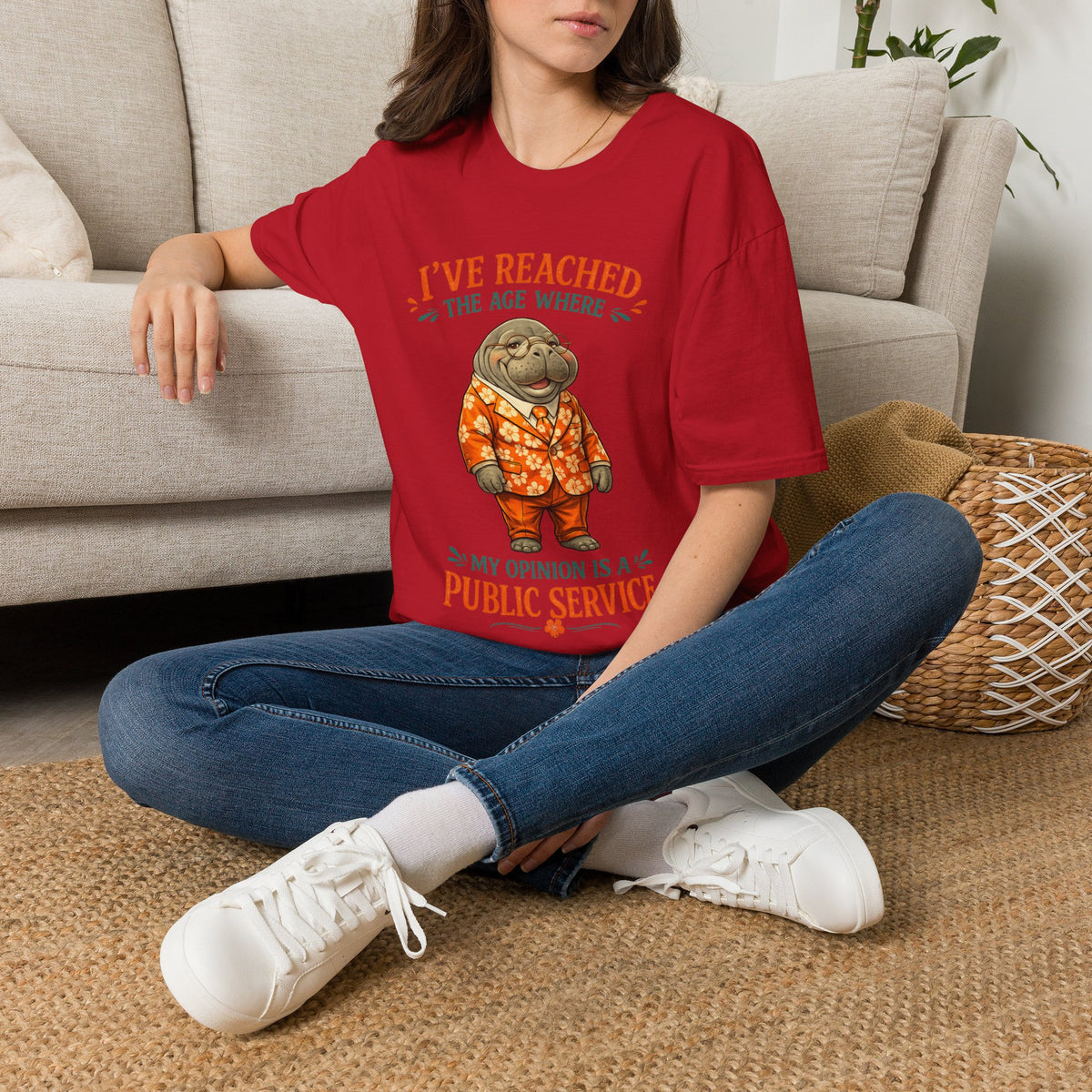 I've Reached the Age Where My Opinion Is a Public Service Shirt | Funny Manatee Tee | Senior Humor Graphic T-Shirt