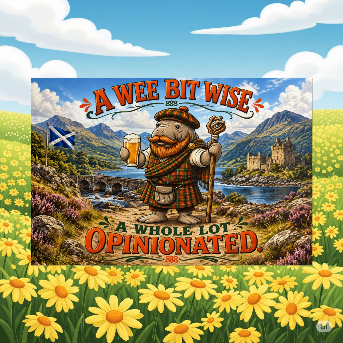 A Wee Bit Wise Scottish Highlander Rolled Poster