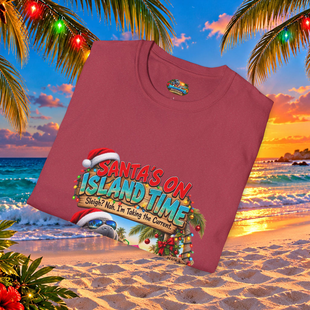 Santa’s on Island Time Christmas Beach T-Shirt
