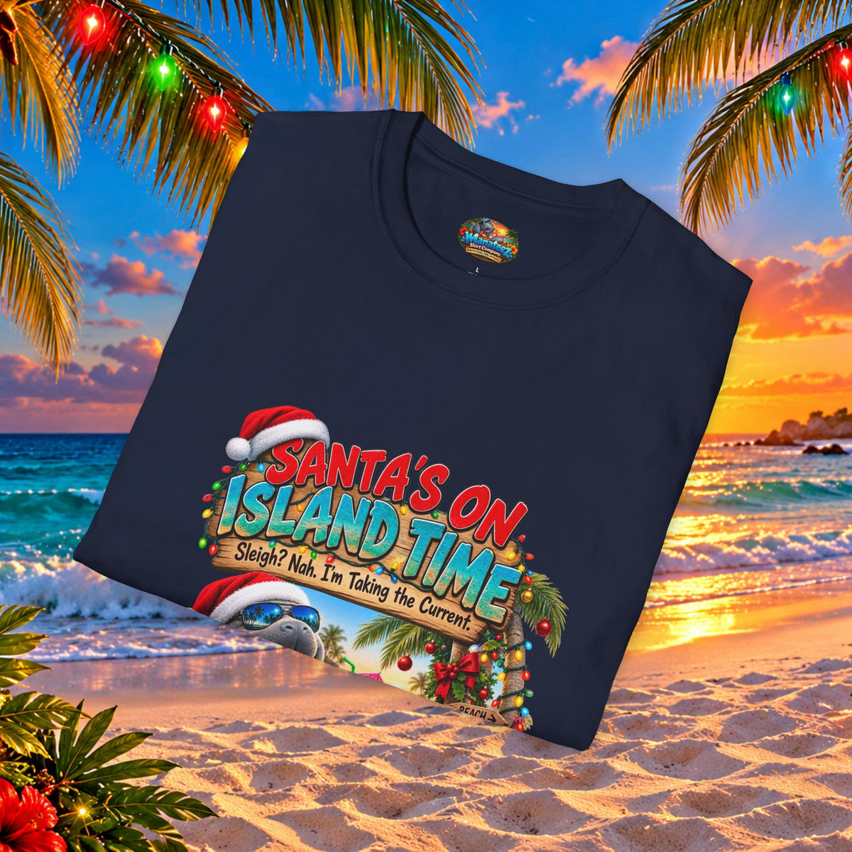 Santa’s on Island Time Christmas Beach T-Shirt