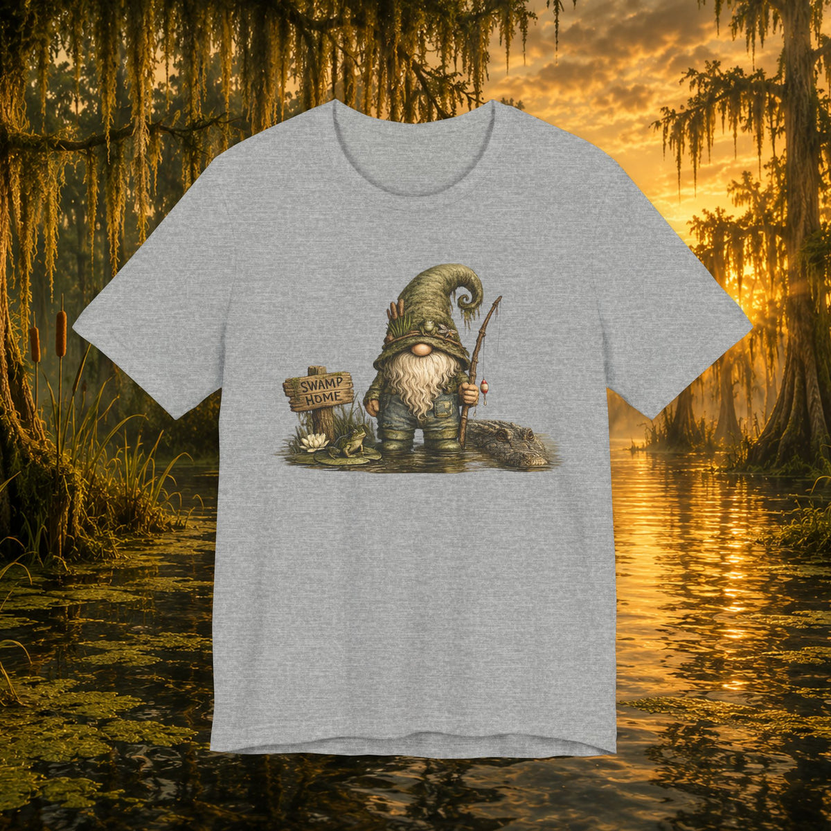 Swamp Gnome Shirt, Southern Swamp Life Tee, Fishing Gnome T-Shirt, Bayou Gnome Shirt, Alligator Gnome, Frog Lover Gift, Country Swamp Shirt