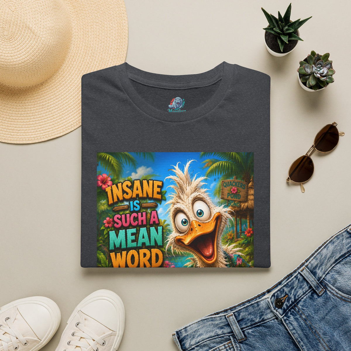 Insane Is Such a Mean Word I Prefer Mentally Creative Funny Duck Shirt | Crazy Ostrich Hawaiian Tee   Background