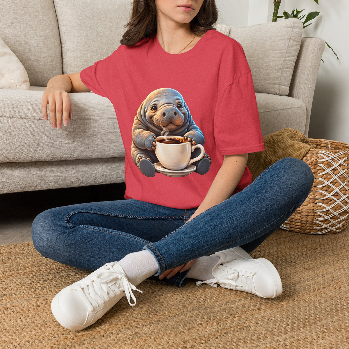 Manatee Drinking Coffee T-Shirt