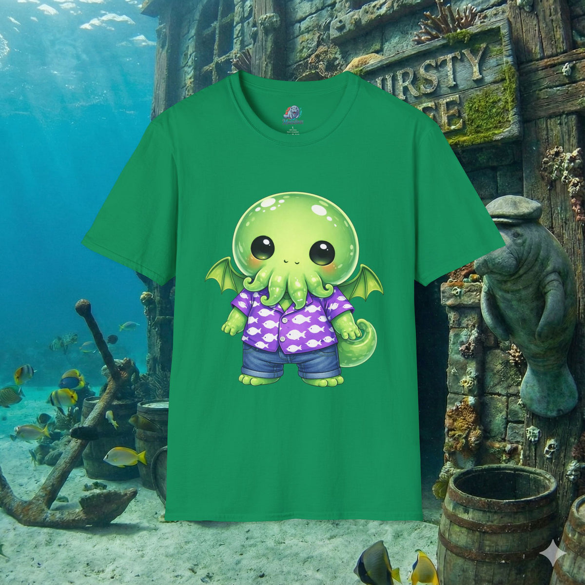 Cute Cthulhu Hawaiian Shirt T-Shirt | Kawaii Lovecraft Monster Graphic Tee | Adorable Tentacle Creature Shirt