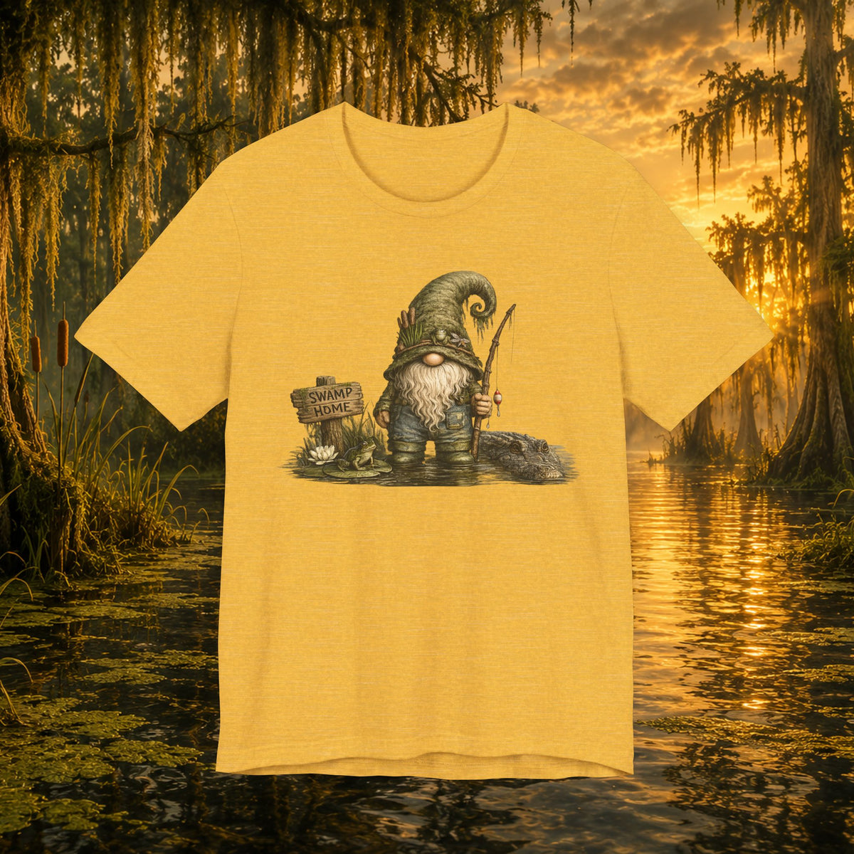 Swamp Gnome Shirt, Southern Swamp Life Tee, Fishing Gnome T-Shirt, Bayou Gnome Shirt, Alligator Gnome, Frog Lover Gift, Country Swamp Shirt