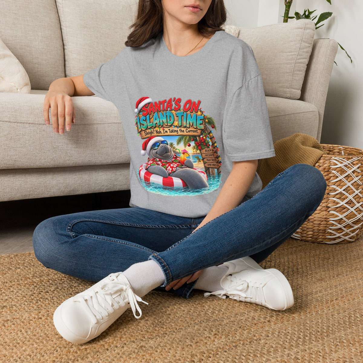 Santa’s on Island Time Christmas Beach T-Shirt