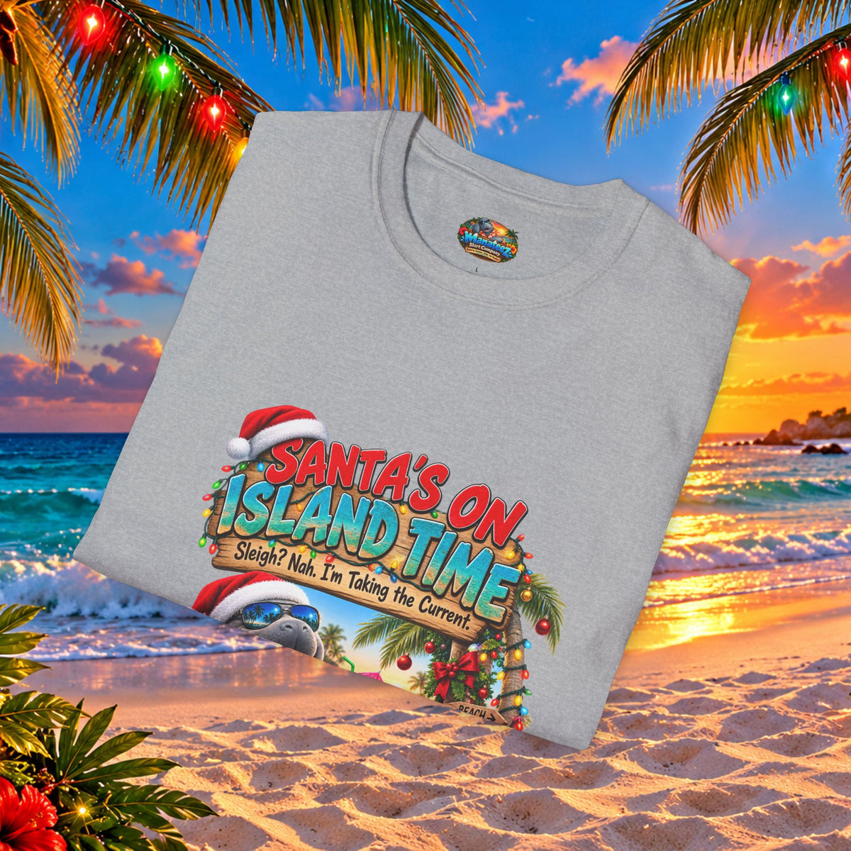 Santa’s on Island Time Christmas Beach T-Shirt
