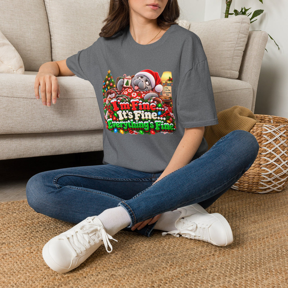 I’m Fine It’s Fine Everything’s Fine Christmas T-Shirt