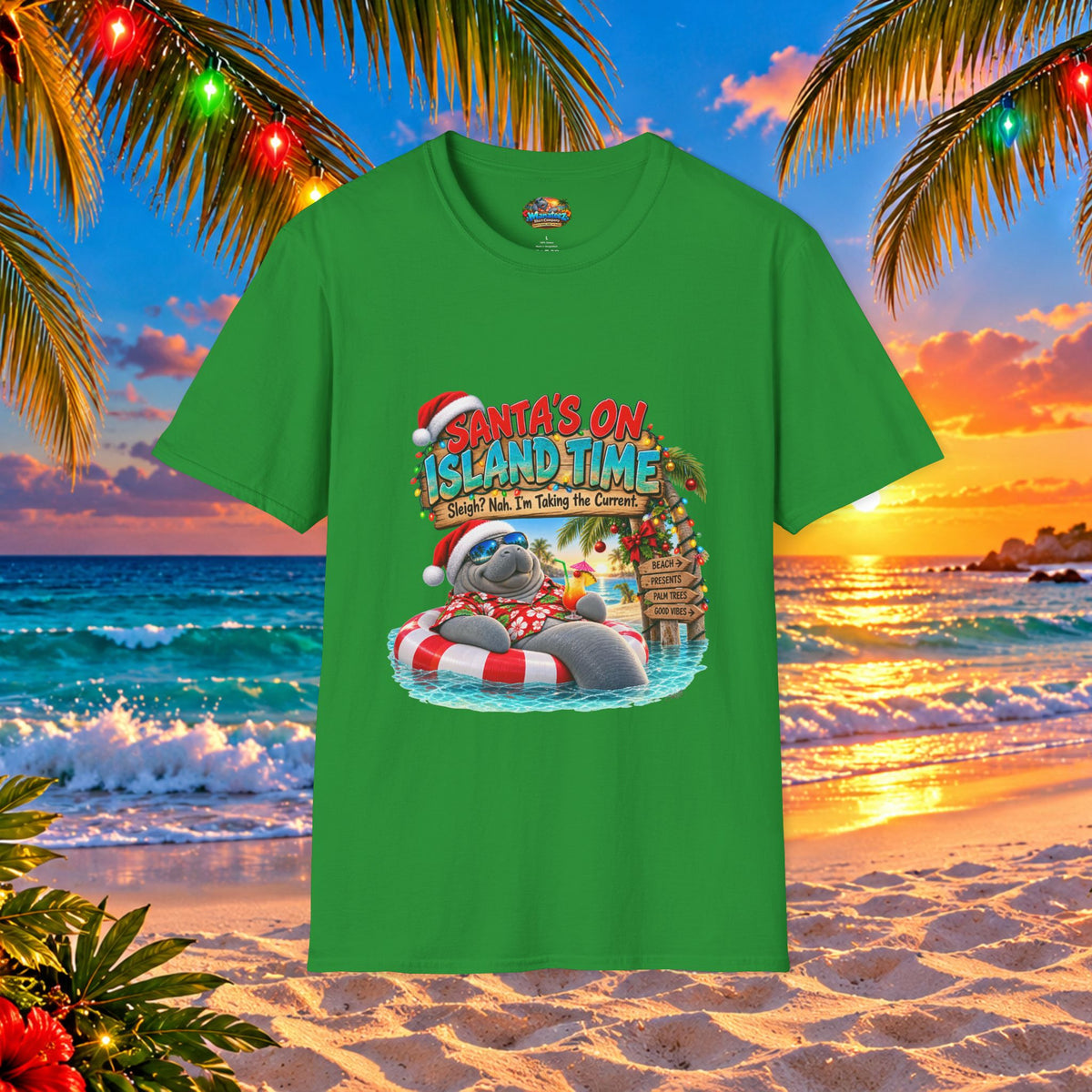 Santa’s on Island Time Christmas Beach T-Shirt
