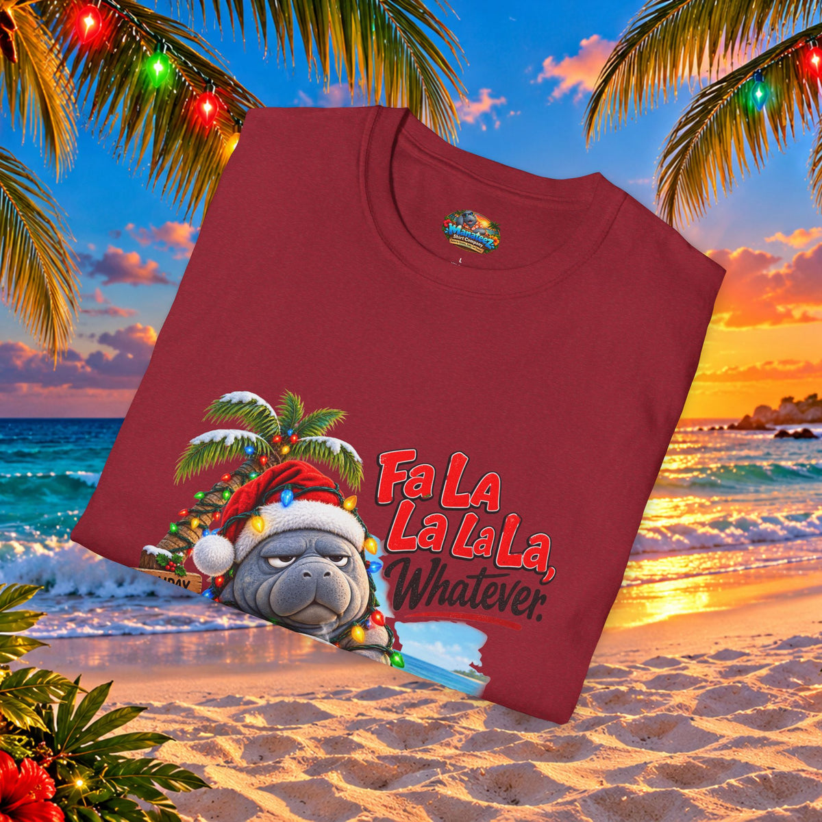 Fa La La La La Tropical Christmas Manatee T-Shirt