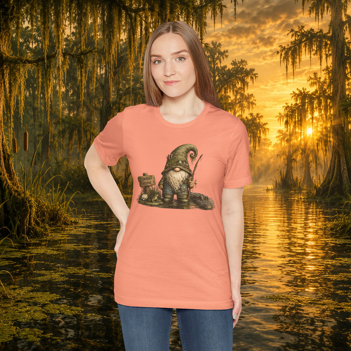 Swamp Gnome Shirt, Southern Swamp Life Tee, Fishing Gnome T-Shirt, Bayou Gnome Shirt, Alligator Gnome, Frog Lover Gift, Country Swamp Shirt