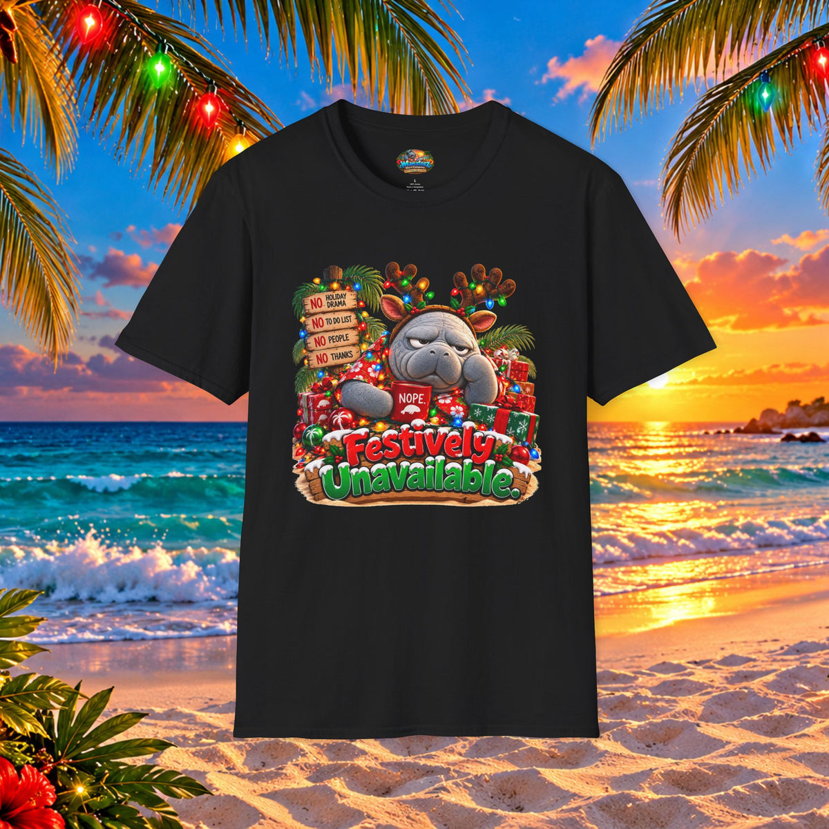 Festively Unavailable Christmas Manatee T-Shirt