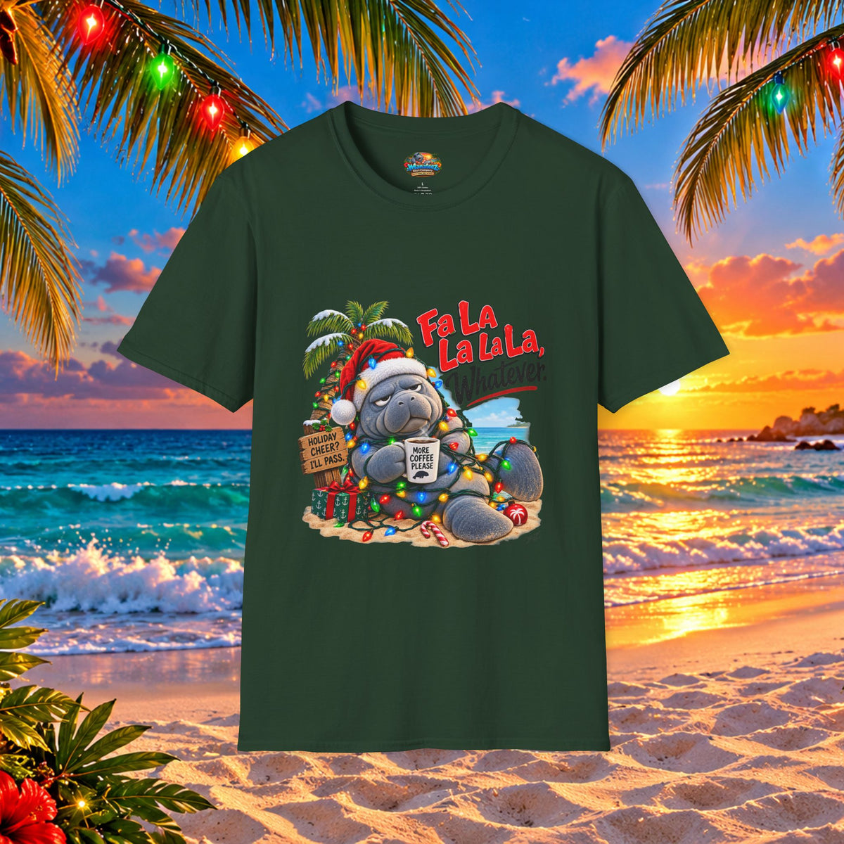 Fa La La La La Tropical Christmas Manatee T-Shirt