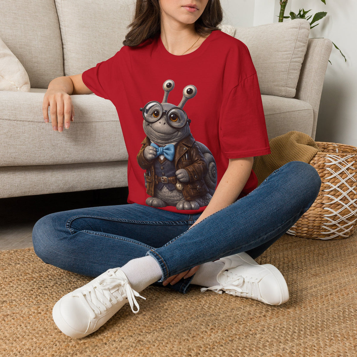Cute Nerdy Snail Shirt | Steampunk Professor Snail Graphic Tee | Funny Bookworm Animal T-Shirt