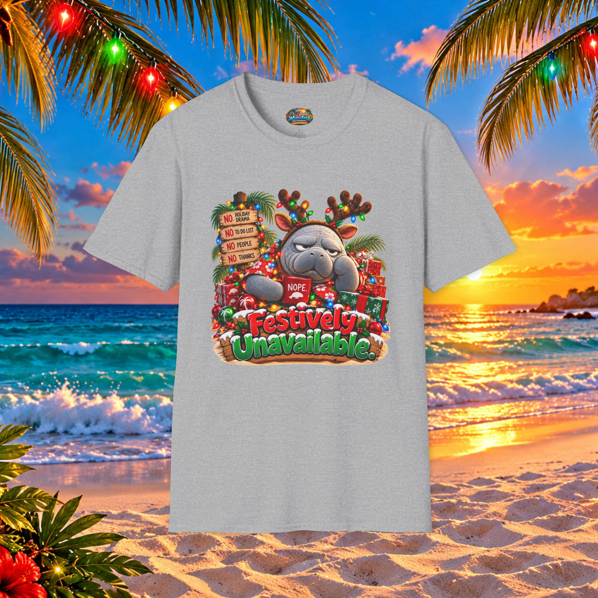 Festively Unavailable Christmas Manatee T-Shirt