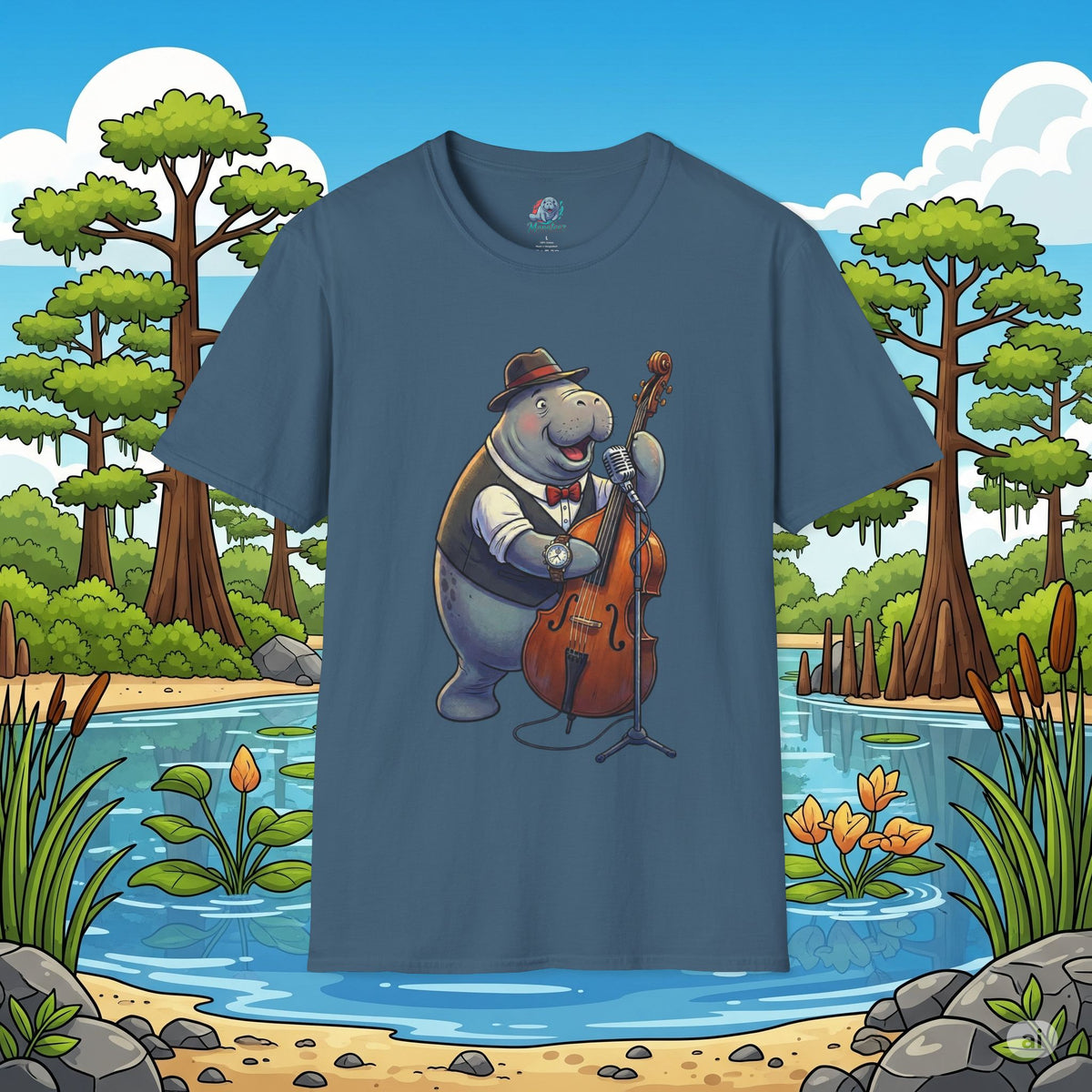 Mack the Manatee on Bass Softstyle T-Shirt