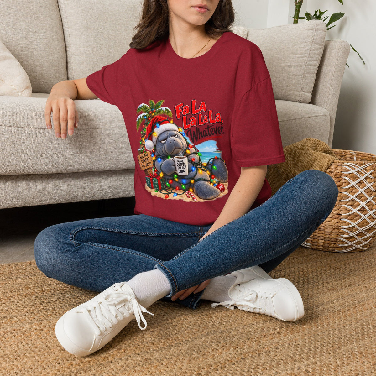 Fa La La La La Tropical Christmas Manatee T-Shirt