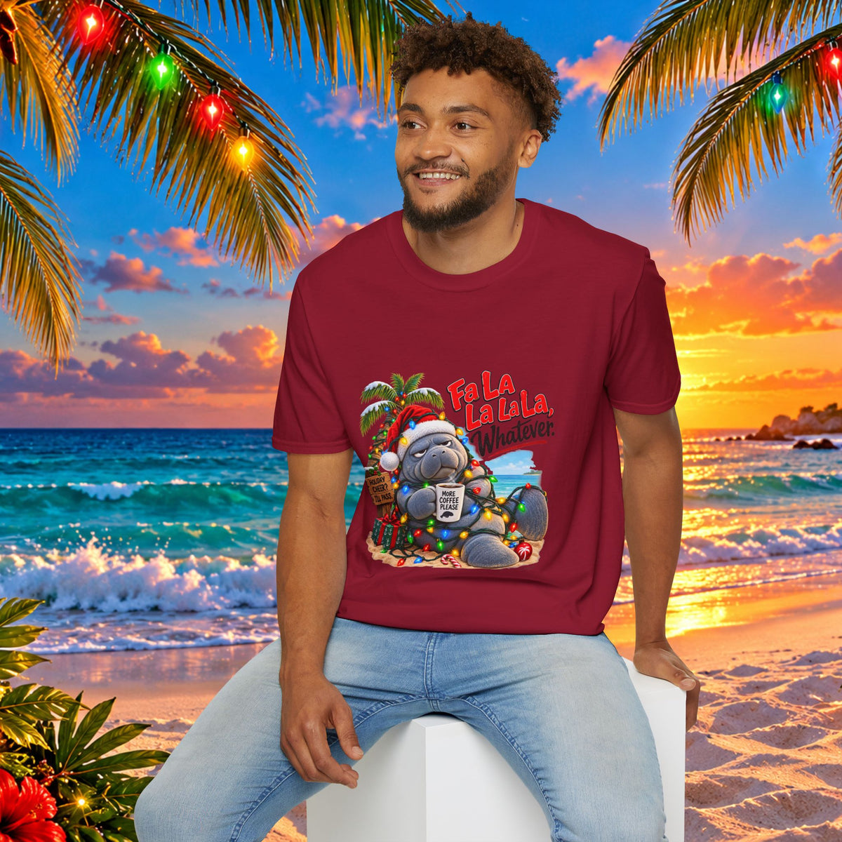 Fa La La La La Tropical Christmas Manatee T-Shirt