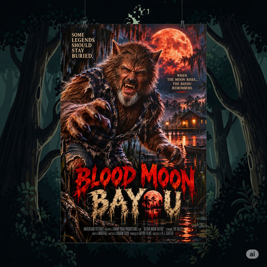 Blood Moon Bayou Werewolf Horror Rolled Movie Poster