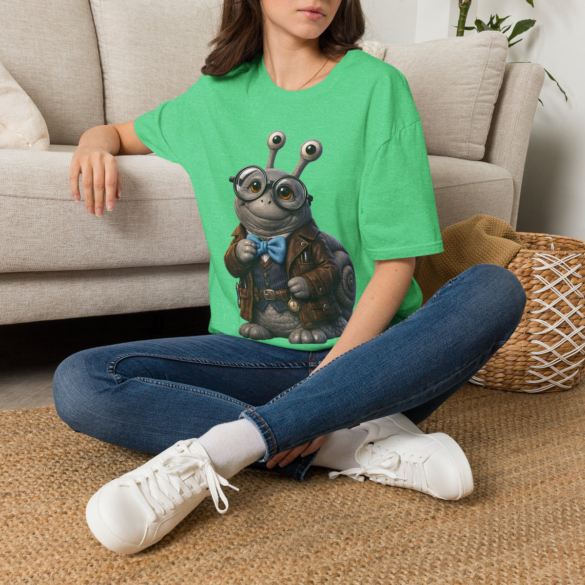 Cute Nerdy Snail Shirt | Steampunk Professor Snail Graphic Tee | Funny Bookworm Animal T-Shirt