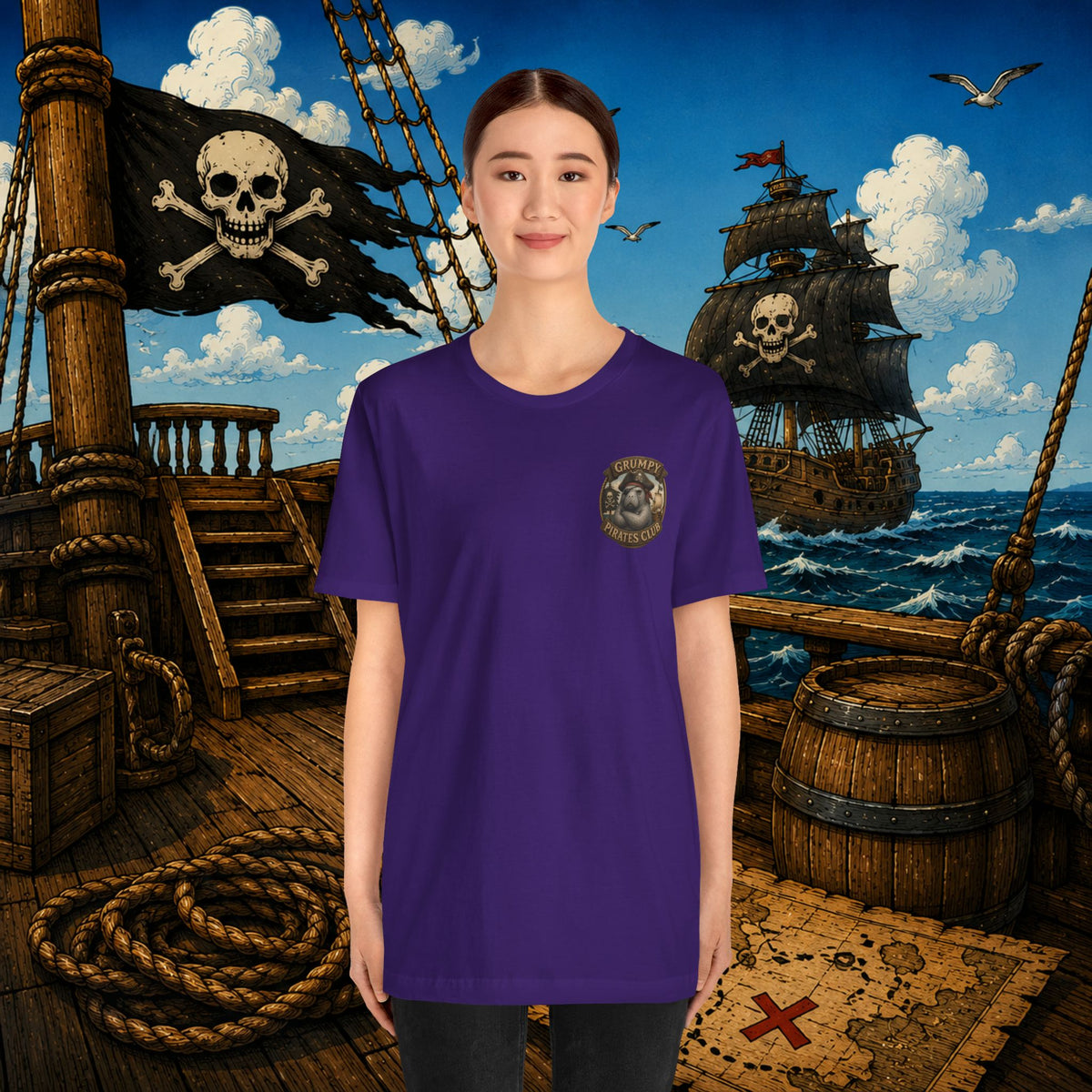 The Older the Pirate, The Better the Stories | Grumpy Pirate Club Manatee T-Shirt