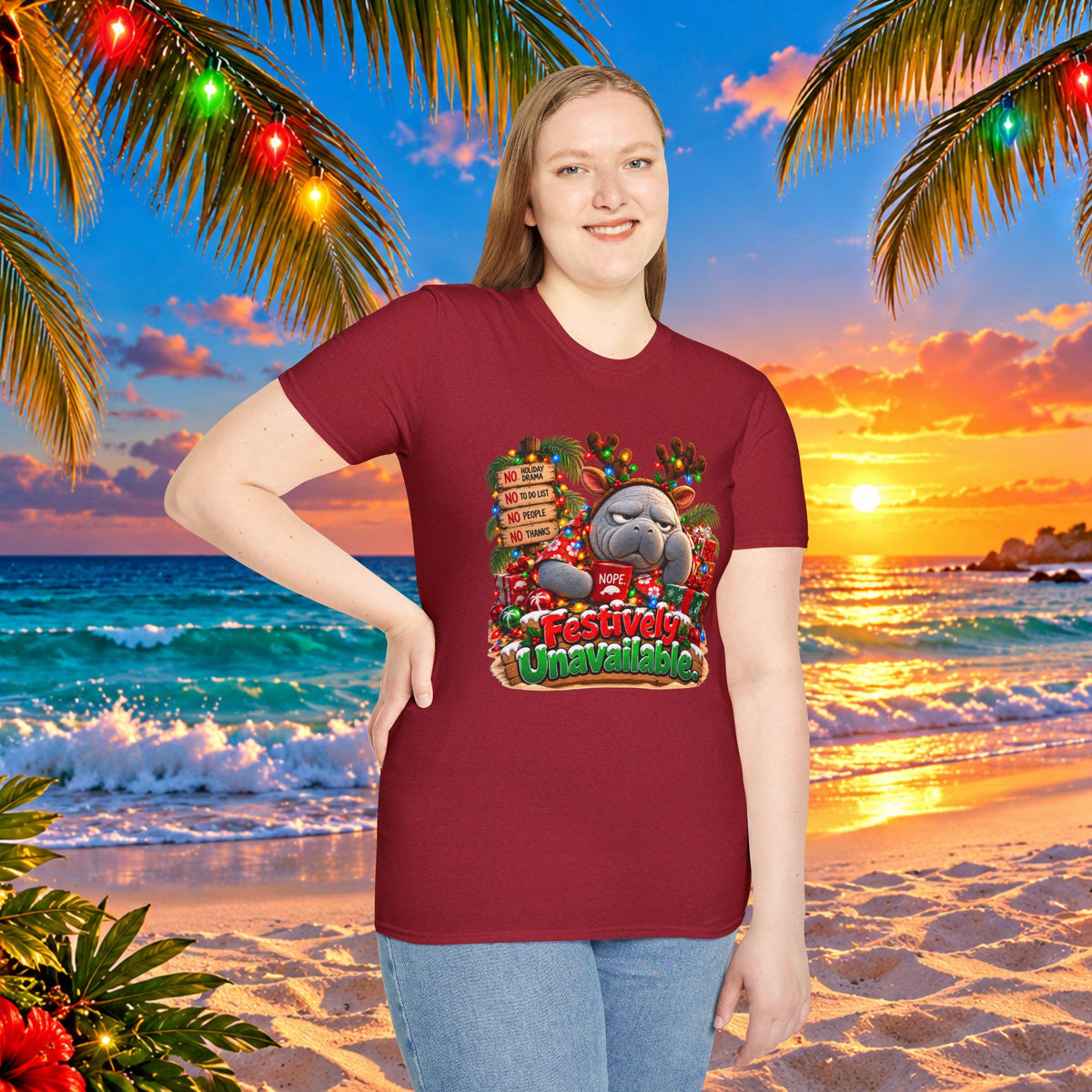 Festively Unavailable Christmas Manatee T-Shirt