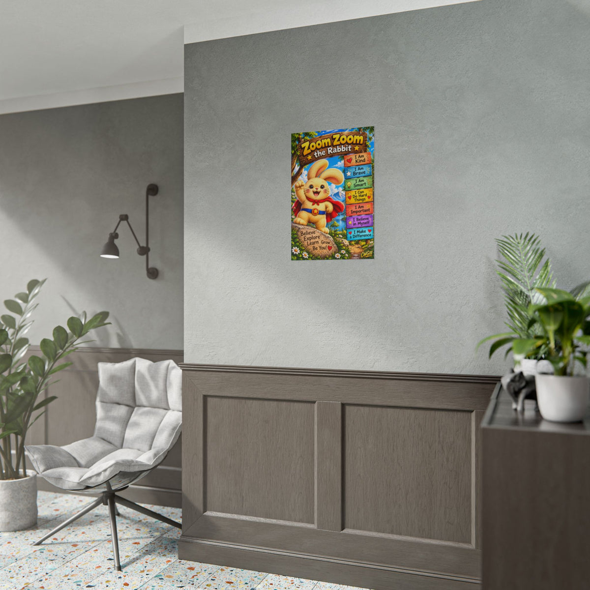 Zoom Zoom the Rabbit Inspirational Rolled Poster