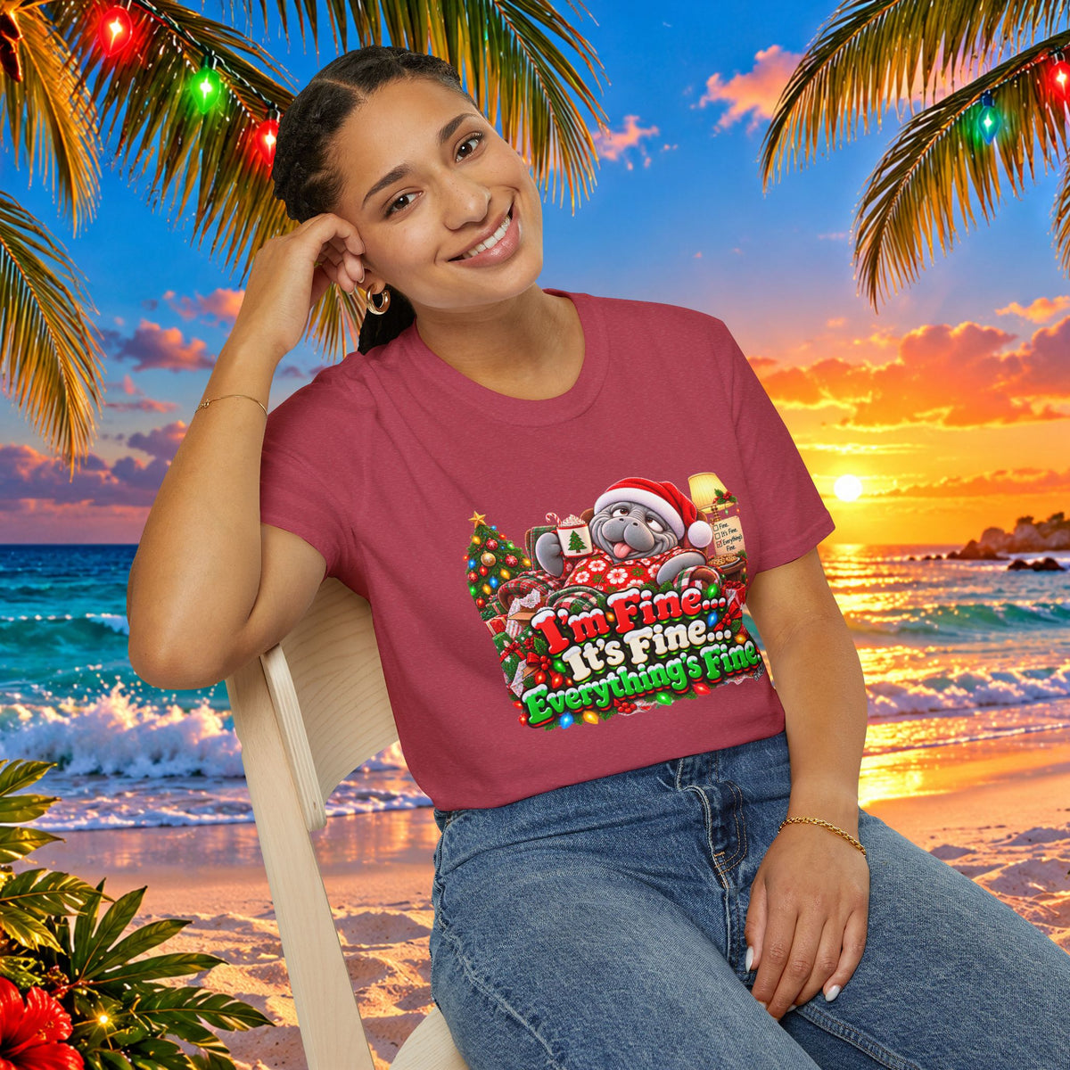 I’m Fine It’s Fine Everything’s Fine Christmas T-Shirt