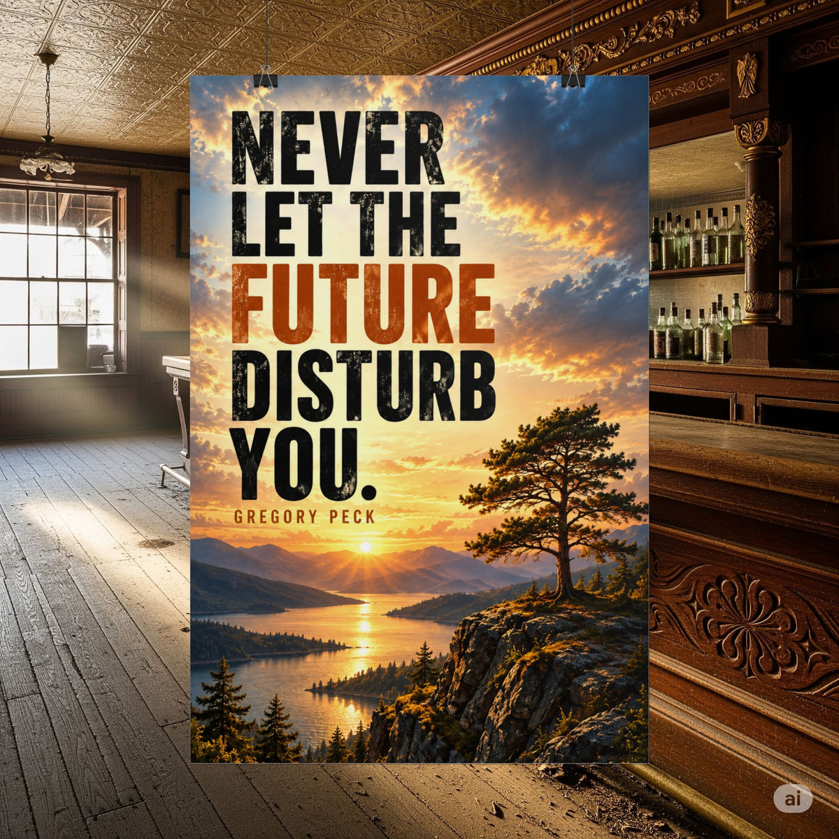 Never Let the Future Disturb You Inspirational Rolled Poster