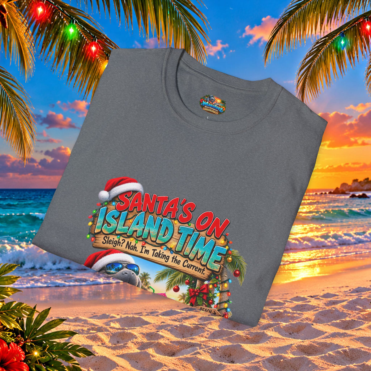 Santa’s on Island Time Christmas Beach T-Shirt