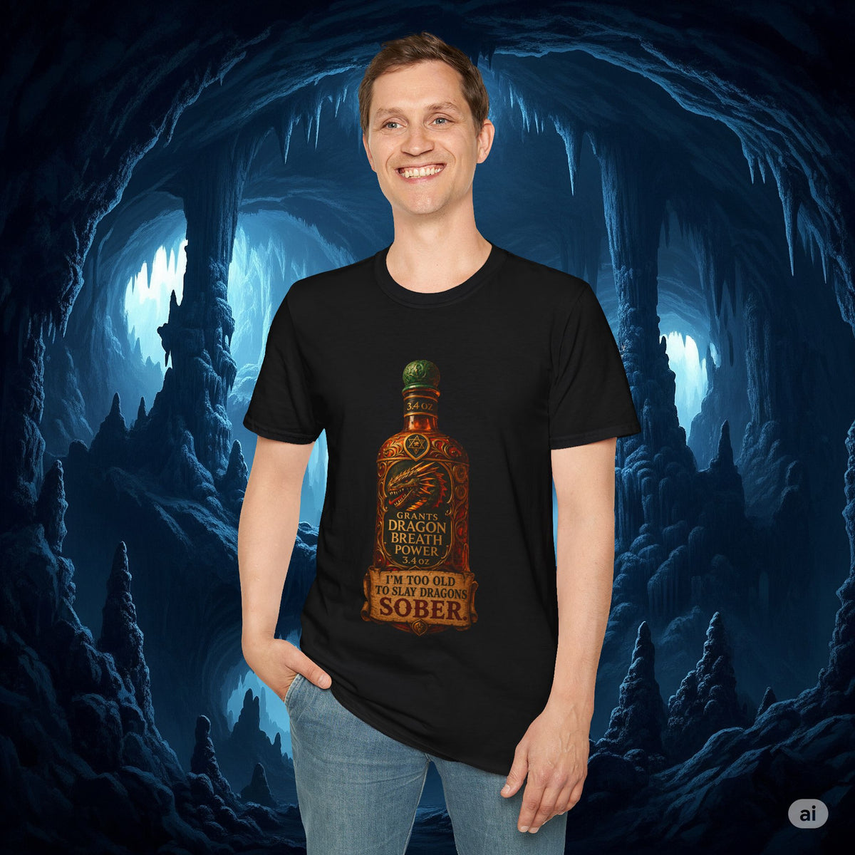 I'm Too Old to Slay Dragons Sober Shirt – Funny Dragon Breath Potion Fantasy T-Shirt