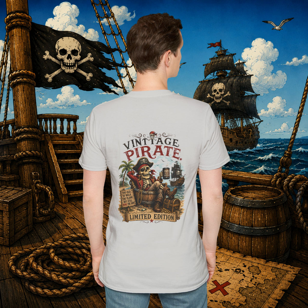 Vintage Pirate Limited Edition – Funny Aging Pirate Skeleton T-Shirt | Old Pirate Humor Tee