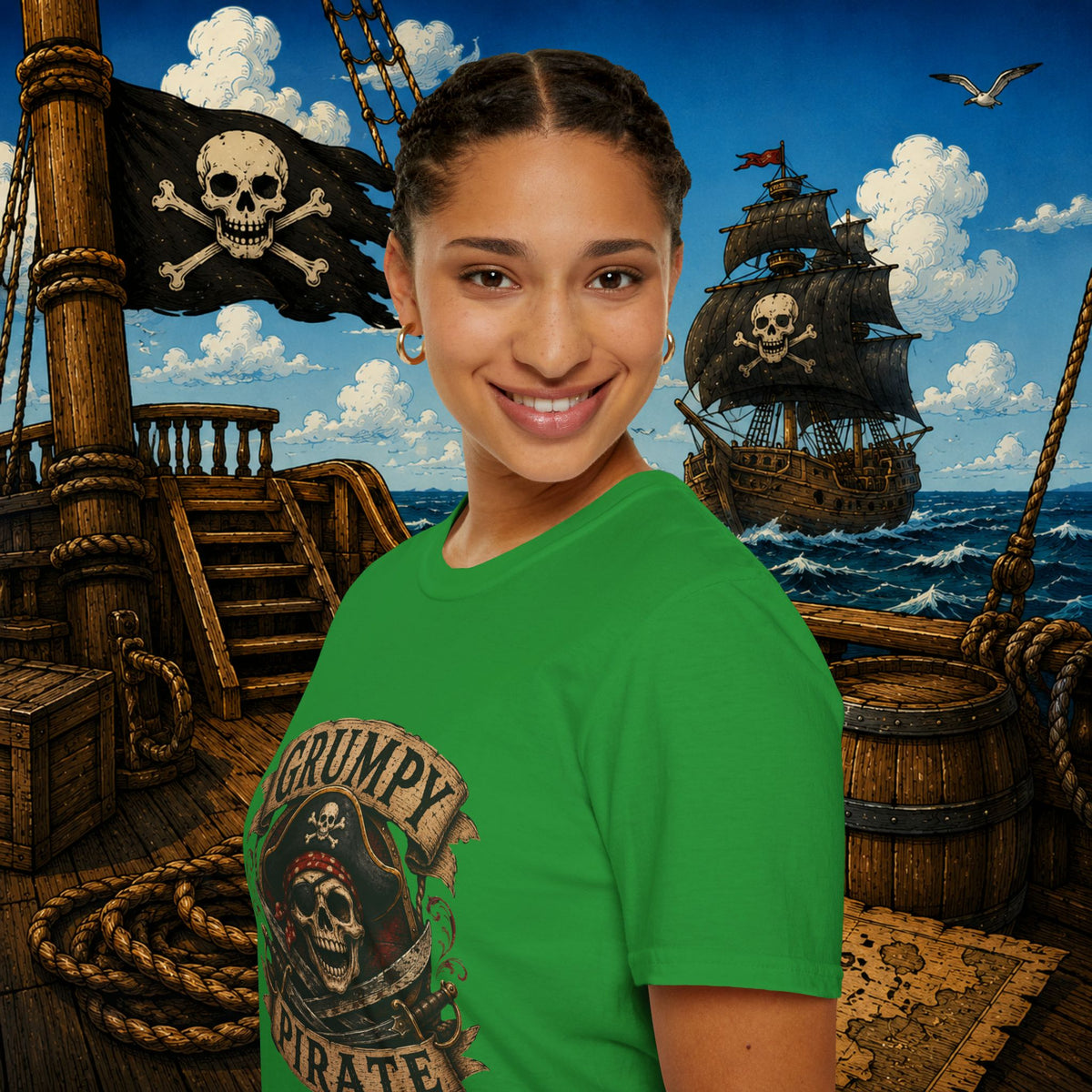 Grumpy Pirate Skull T-Shirt