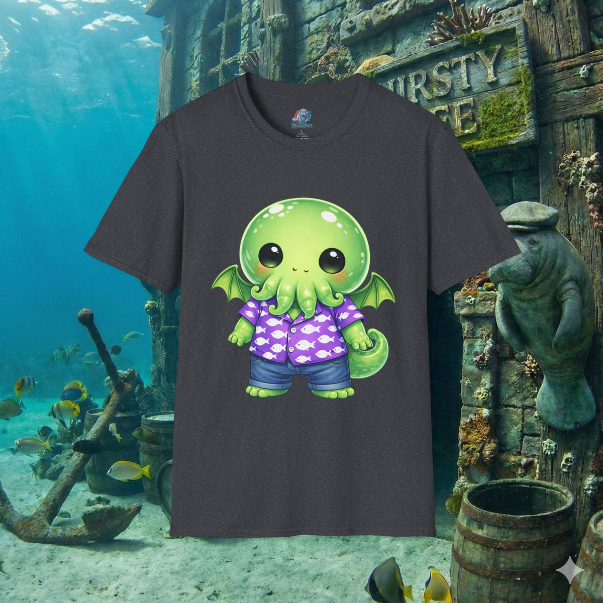 Cute Cthulhu Hawaiian Shirt T-Shirt | Kawaii Lovecraft Monster Graphic Tee | Adorable Tentacle Creature Shirt