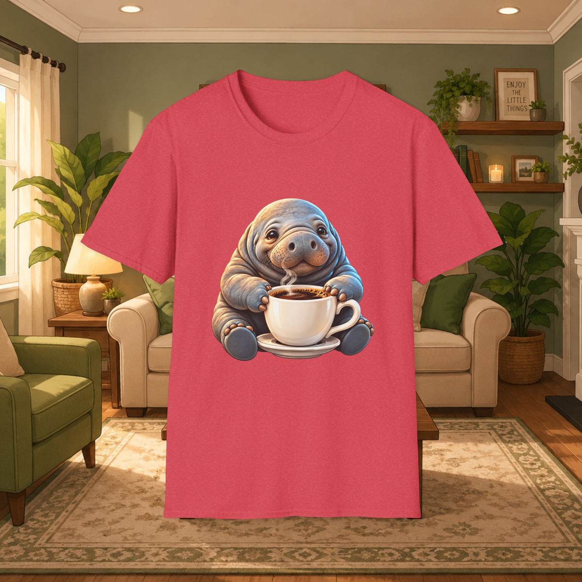 Manatee Drinking Coffee T-Shirt