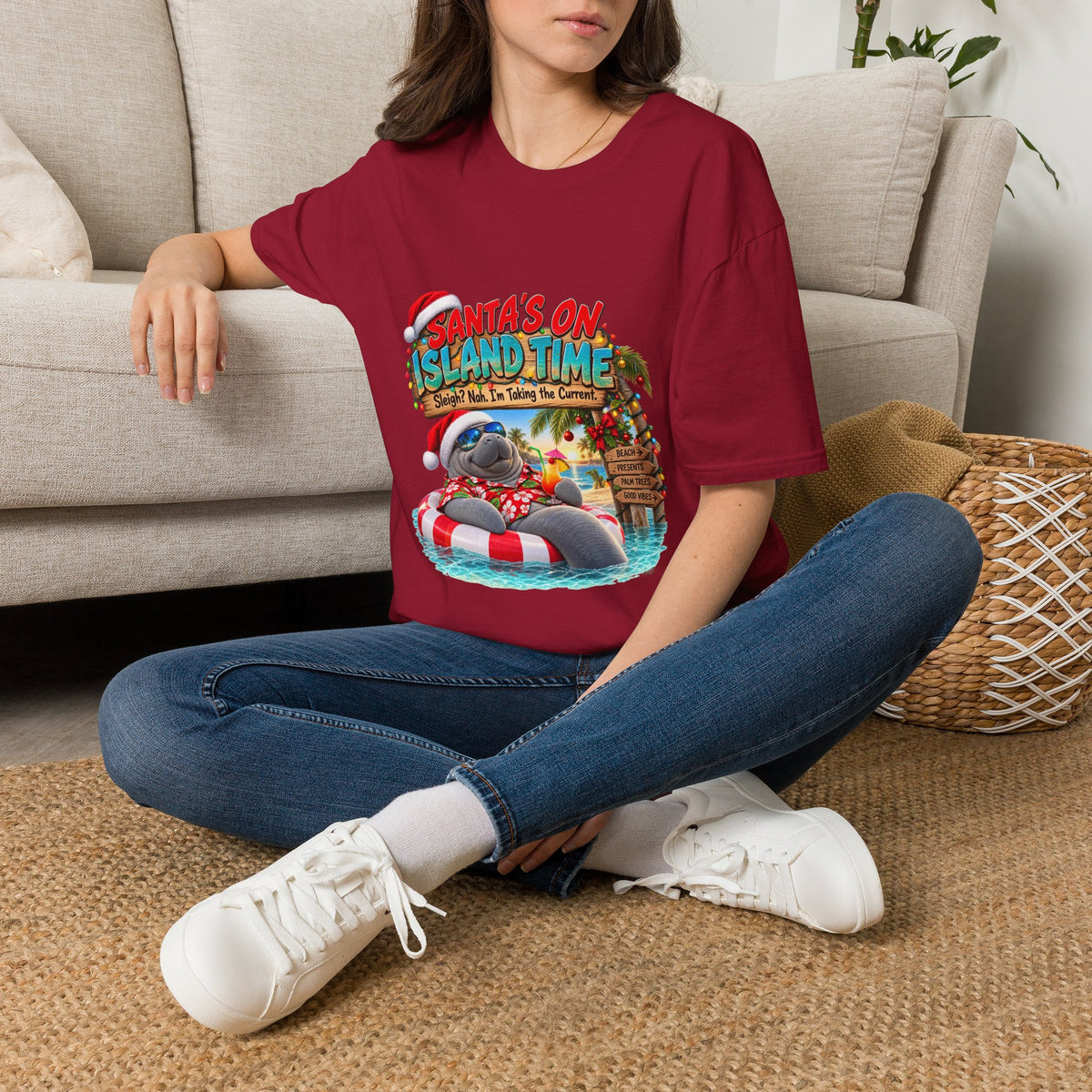 Santa’s on Island Time Christmas Beach T-Shirt