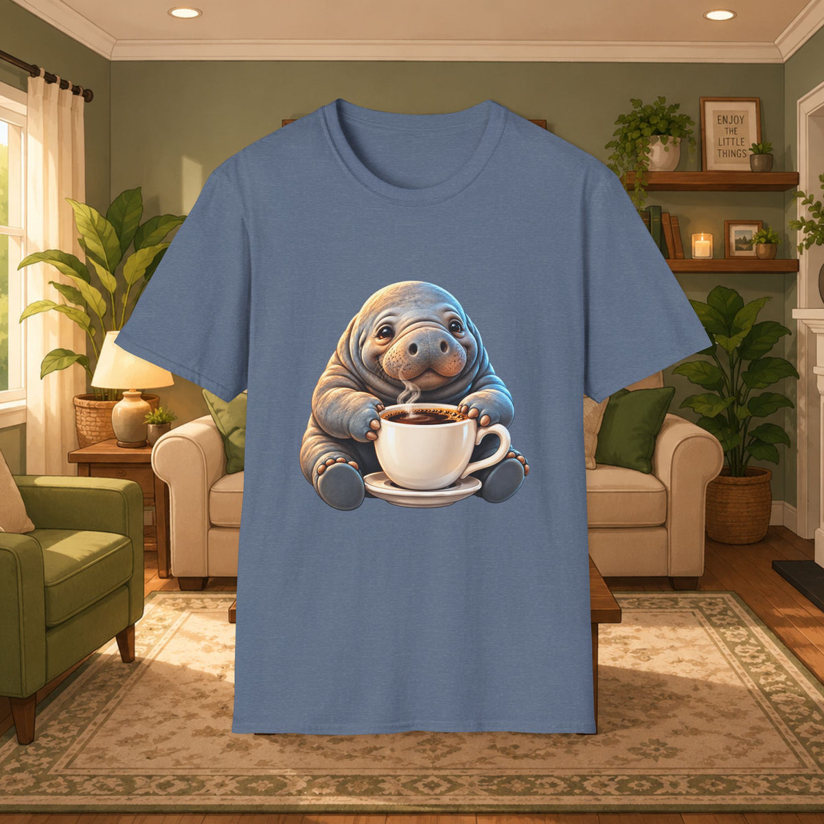 Manatee Drinking Coffee T-Shirt