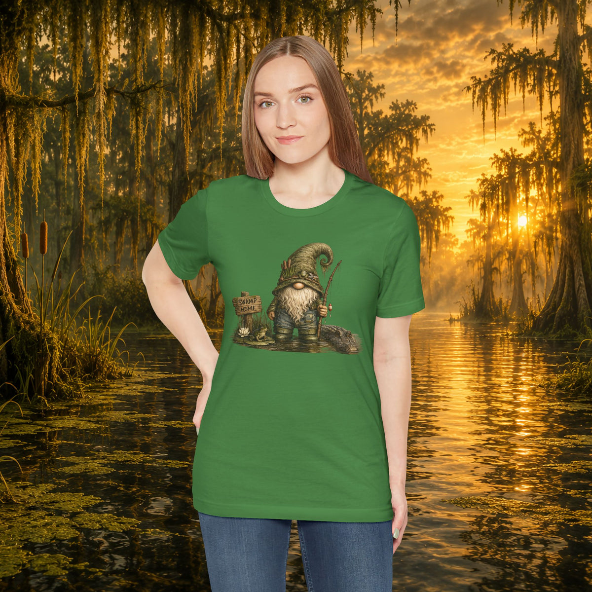 Swamp Gnome Shirt, Southern Swamp Life Tee, Fishing Gnome T-Shirt, Bayou Gnome Shirt, Alligator Gnome, Frog Lover Gift, Country Swamp Shirt