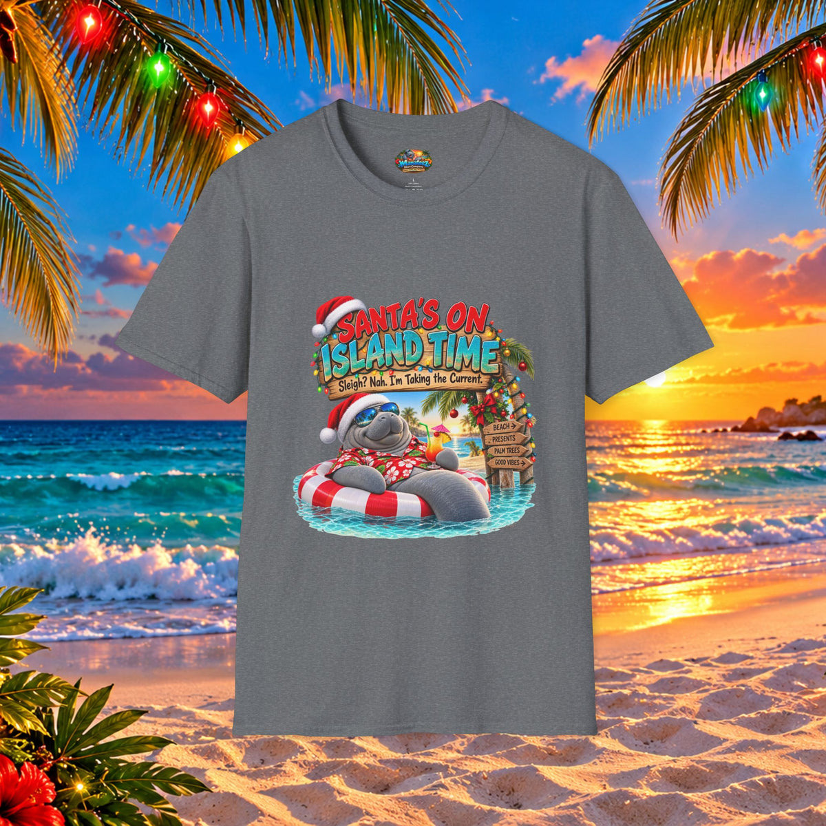Santa’s on Island Time Christmas Beach T-Shirt