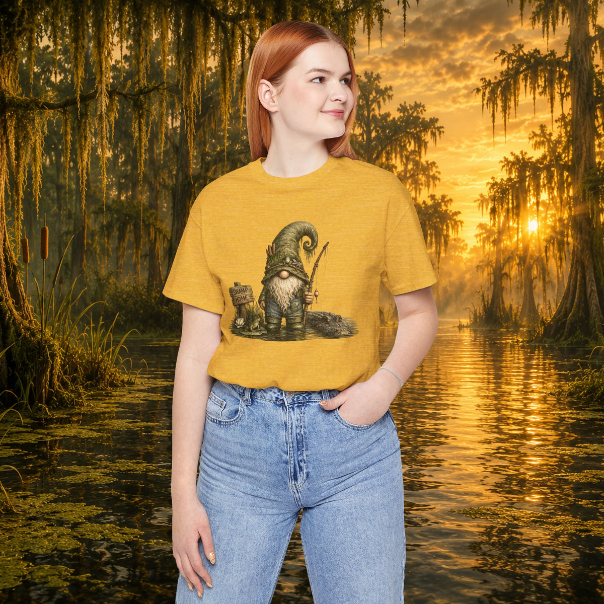Swamp Gnome Shirt, Southern Swamp Life Tee, Fishing Gnome T-Shirt, Bayou Gnome Shirt, Alligator Gnome, Frog Lover Gift, Country Swamp Shirt
