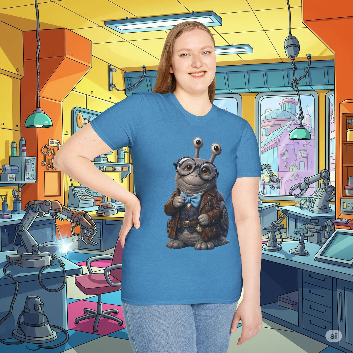 Cute Nerdy Snail Shirt | Steampunk Professor Snail Graphic Tee | Funny Bookworm Animal T-Shirt