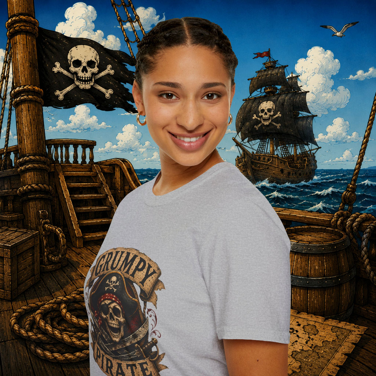 Grumpy Pirate Skull T-Shirt