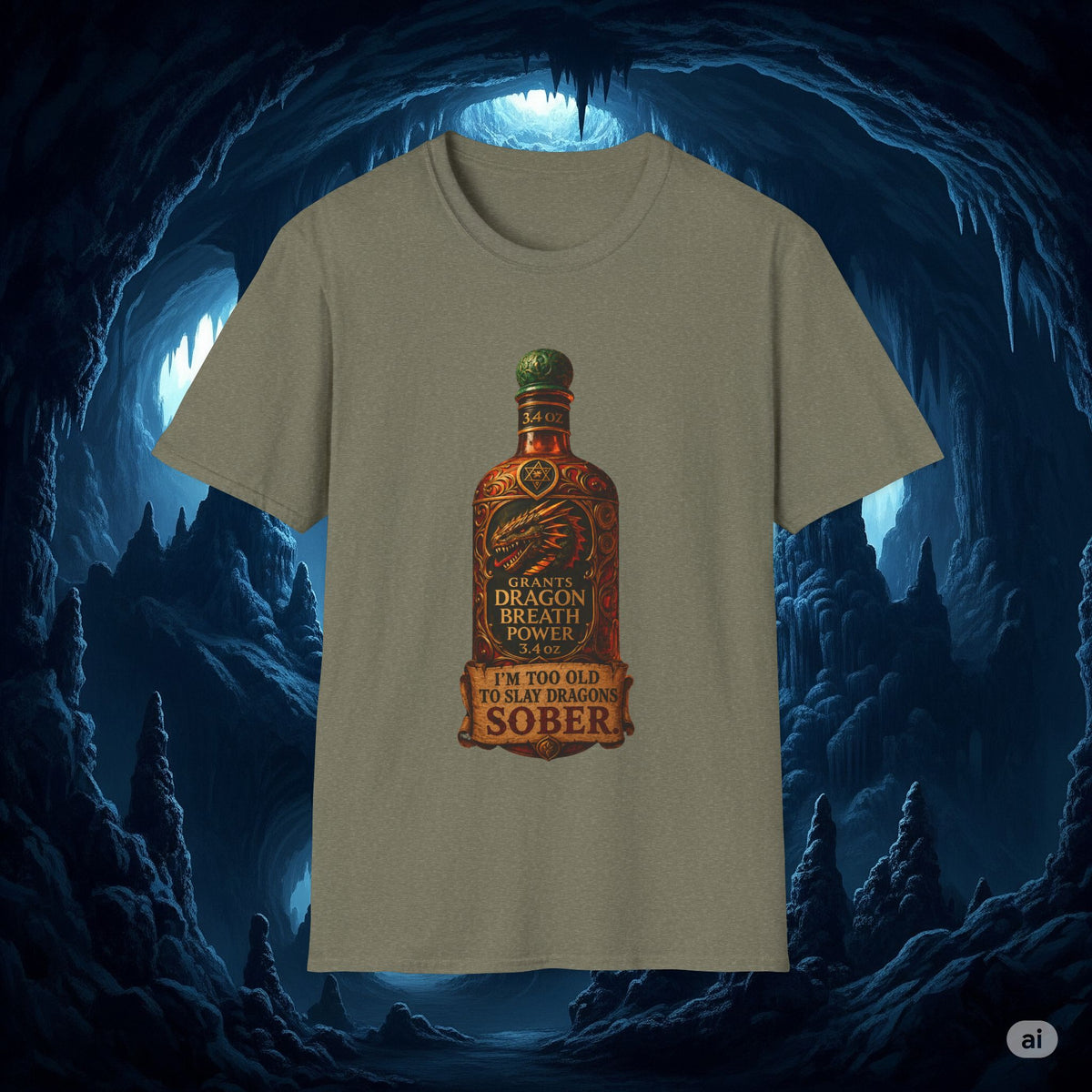 I'm Too Old to Slay Dragons Sober Shirt – Funny Dragon Breath Potion Fantasy T-Shirt