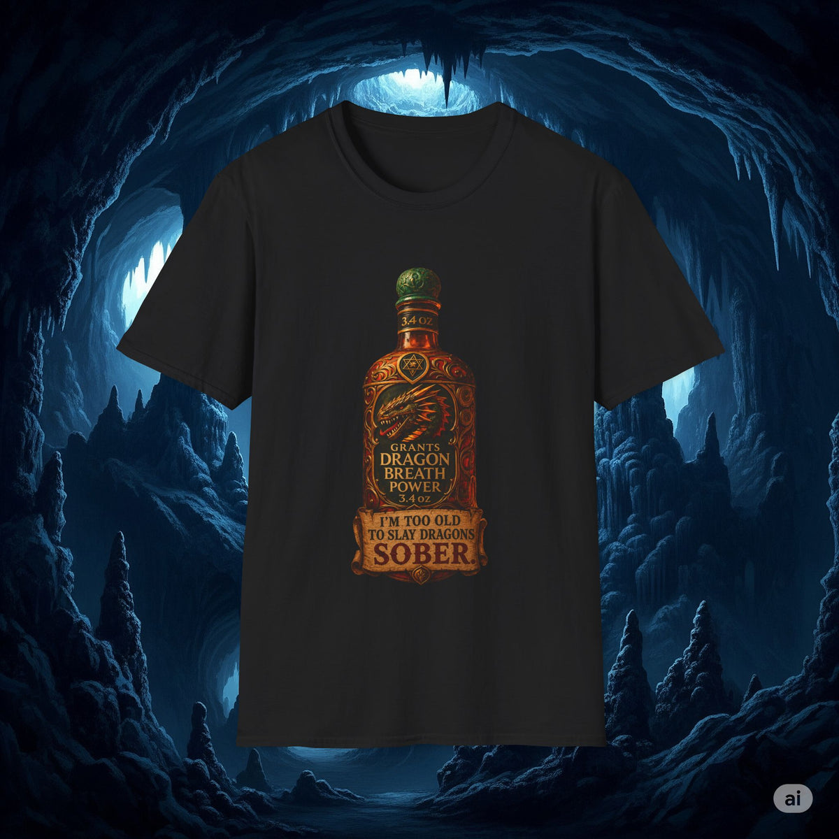 I'm Too Old to Slay Dragons Sober Shirt – Funny Dragon Breath Potion Fantasy T-Shirt