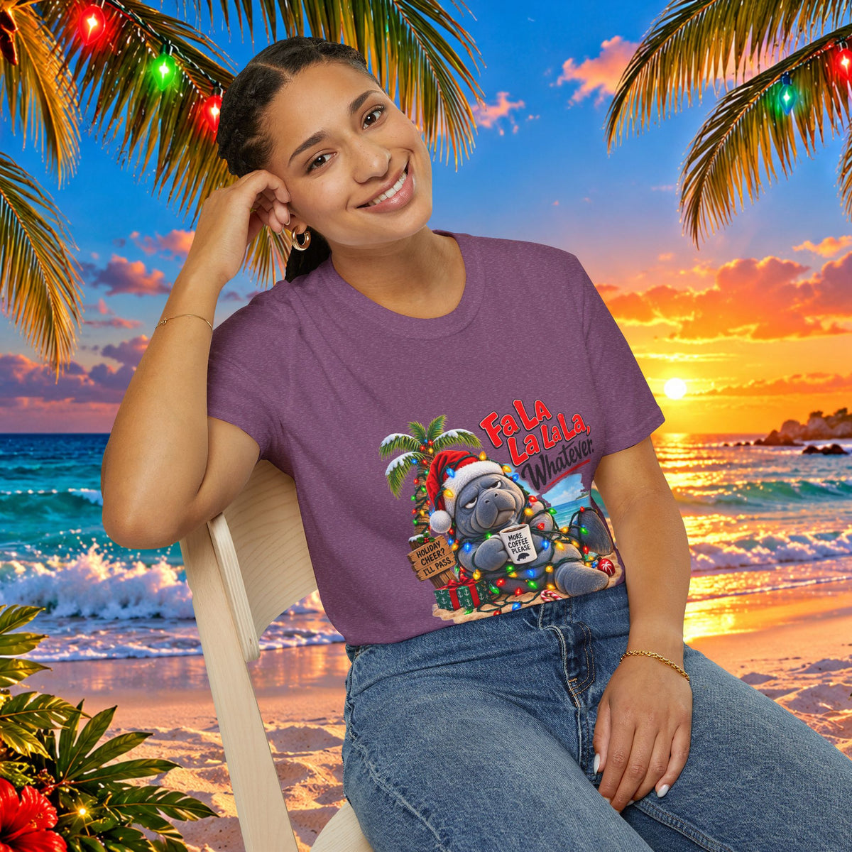 Fa La La La La Tropical Christmas Manatee T-Shirt