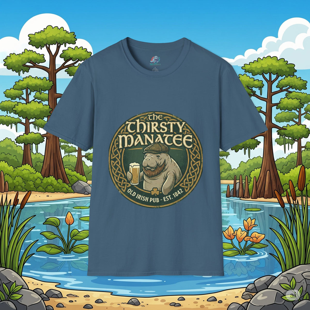 Thirsty Manatee Pub Emblem T-Shirt