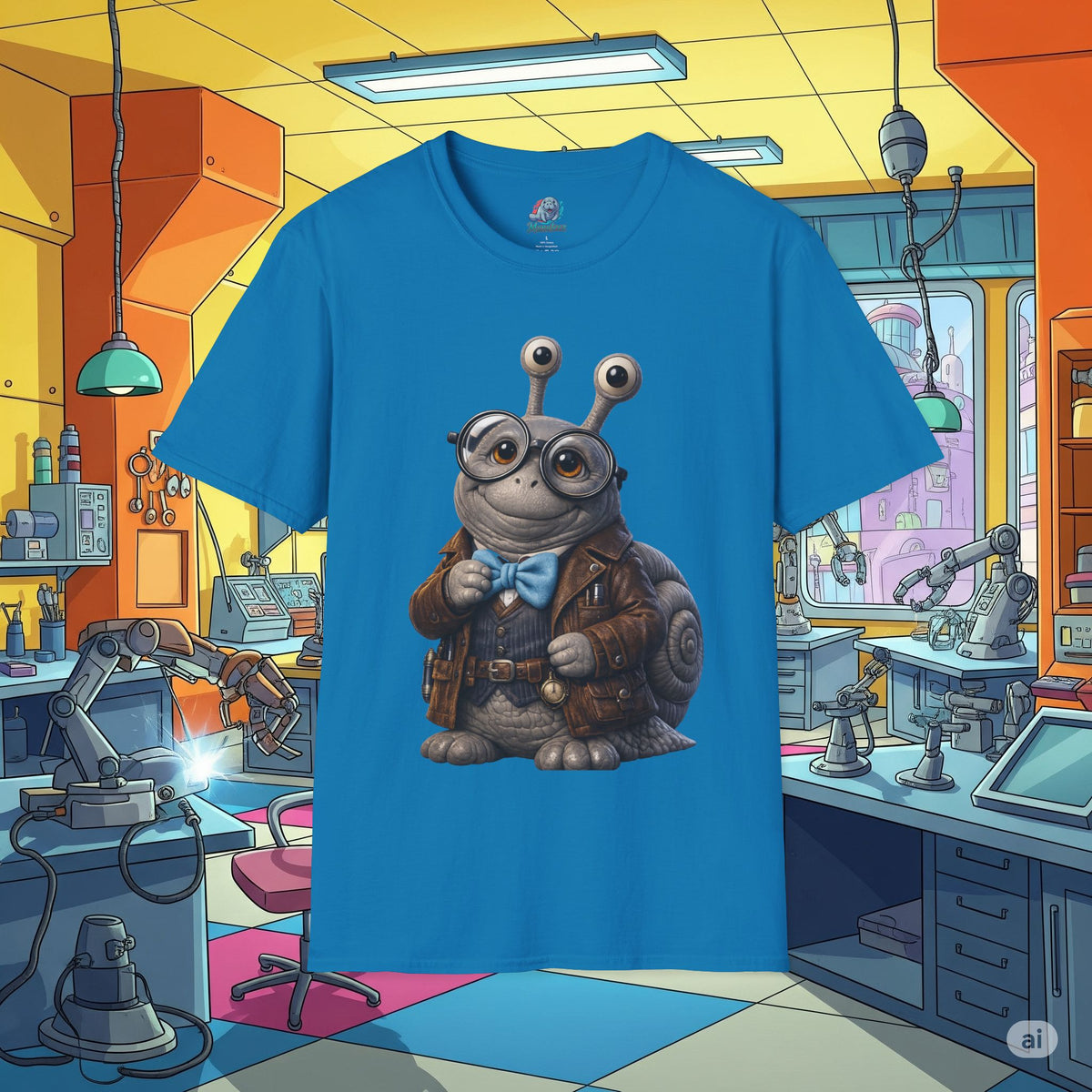 Cute Nerdy Snail Shirt | Steampunk Professor Snail Graphic Tee | Funny Bookworm Animal T-Shirt
