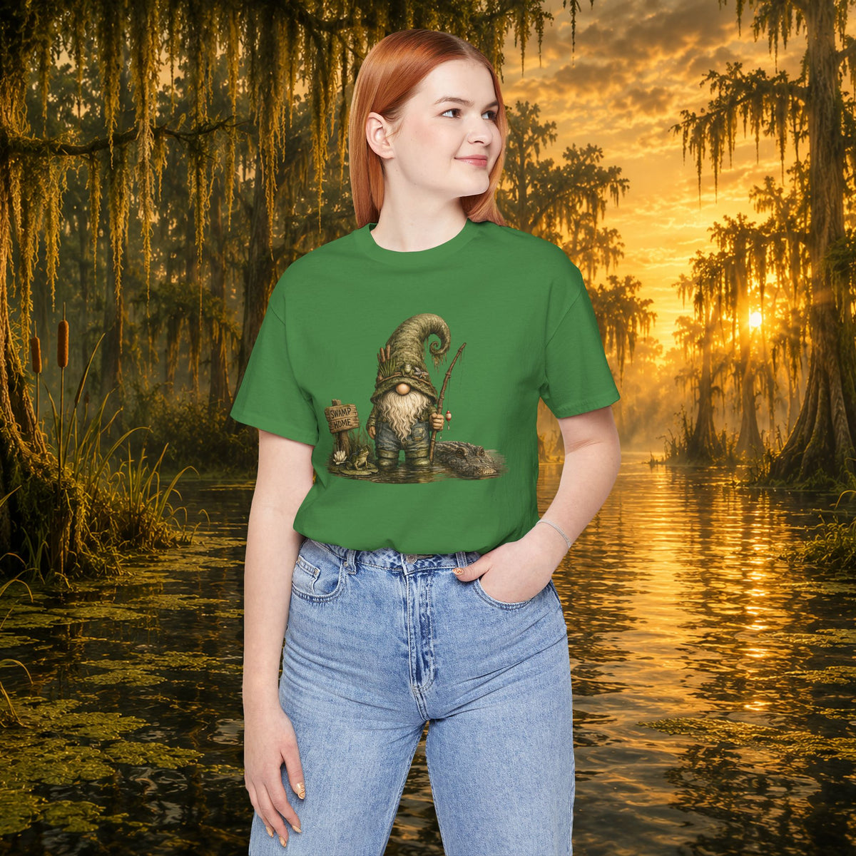 Swamp Gnome Shirt, Southern Swamp Life Tee, Fishing Gnome T-Shirt, Bayou Gnome Shirt, Alligator Gnome, Frog Lover Gift, Country Swamp Shirt