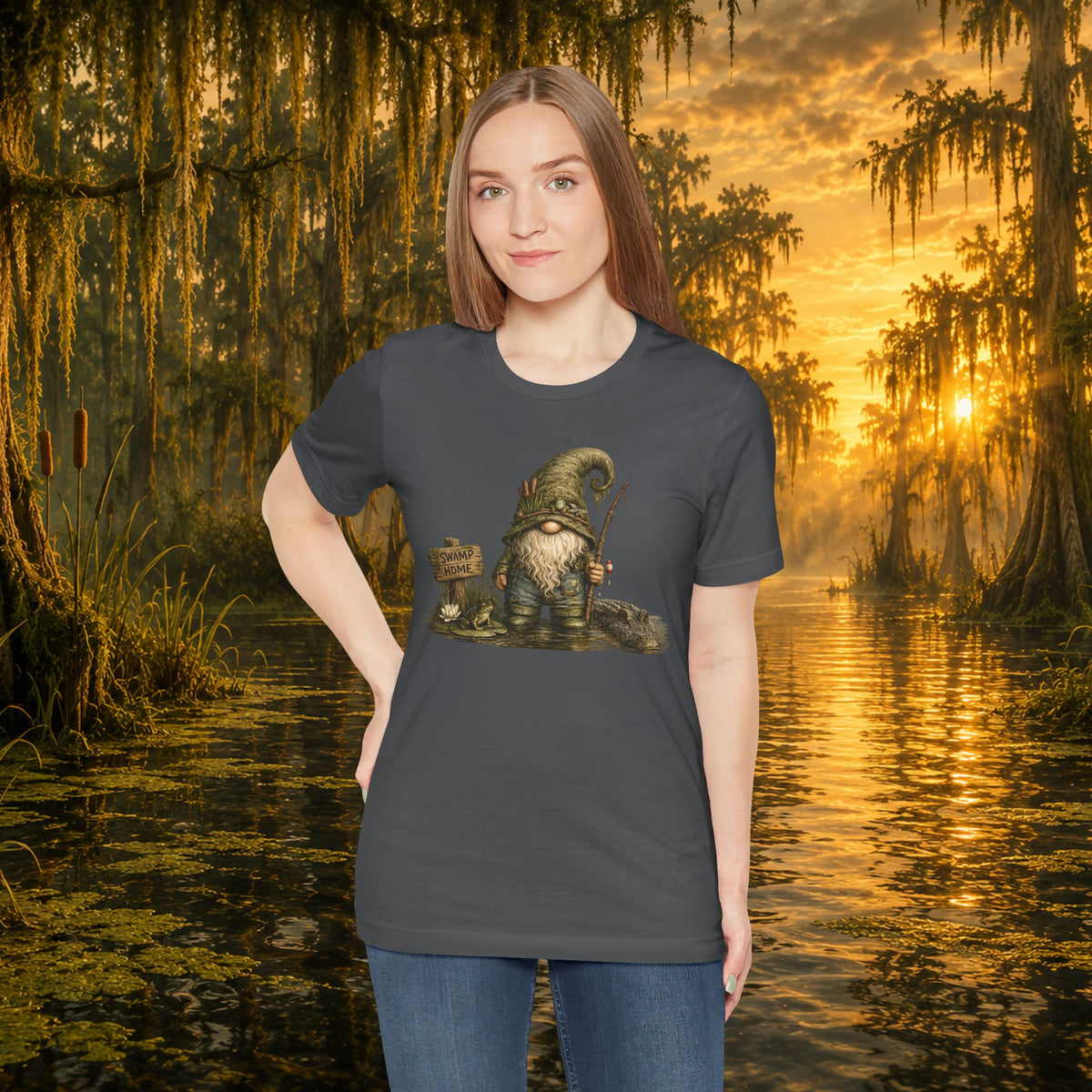Swamp Gnome Shirt, Southern Swamp Life Tee, Fishing Gnome T-Shirt, Bayou Gnome Shirt, Alligator Gnome, Frog Lover Gift, Country Swamp Shirt
