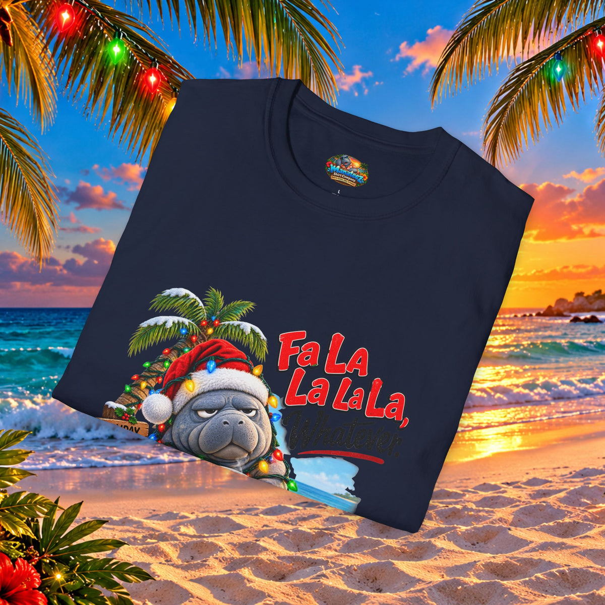 Fa La La La La Tropical Christmas Manatee T-Shirt